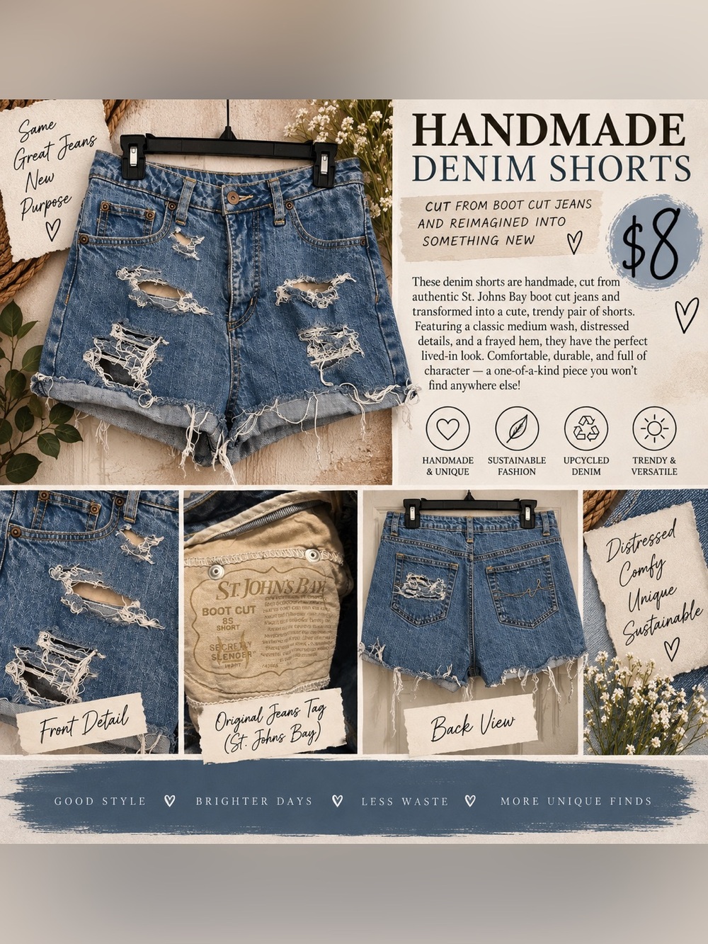 St. John's Bay Distressed Cutoff Denim Shorts - Medium Blue